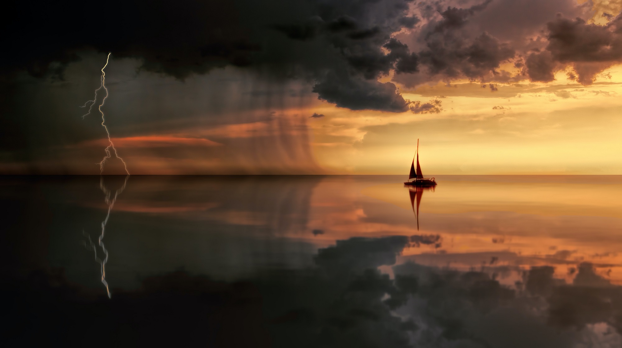 Picture of sailing with storm oncoming